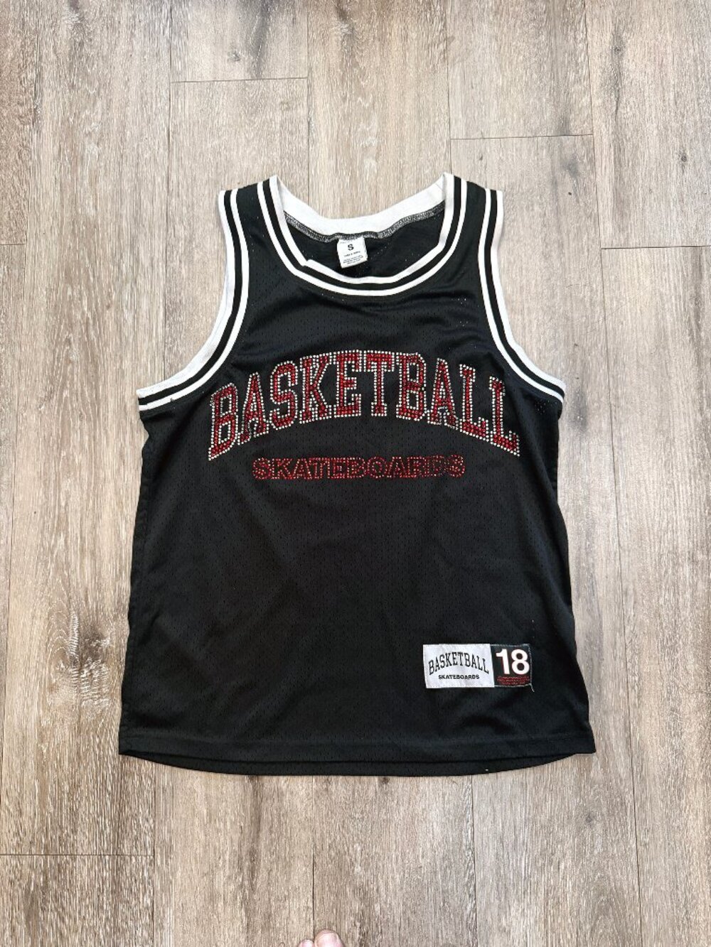 Heron Preston Basketball Skateboards Rhinestone Bling Black Jersey - Size S